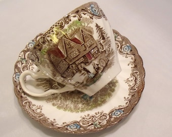 Johnson Brothers Heritage Hall Cup and Saucer Staffordshire England Colonial Overhang  #4411