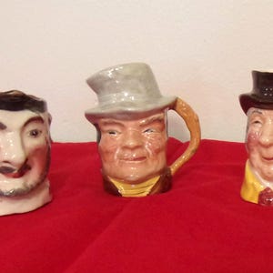 Three English Vintage Ceramic Character Jugs - Royal Torquay Pottery Uncle Tom, Cooper Clayton Bill Sykes and Mr. Wolfe  Bar Decoration