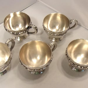 Five Vintage Silverplate Punch Cups by Poole Silver Company Lancaster Rose Pattern