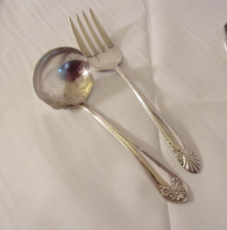 Mixed Lot Six Large Serving Silverplate Pieces Serving Spoon Sauce