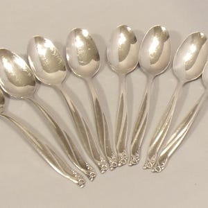 Set of Eight Silverplate Teaspoons - Rogers & Son IS  Flowertime  6 3/4&quot; Long Elegant Flower Design 33