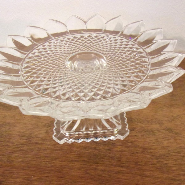 An Elegant Shannon Crystal Cake Dessert Pedestal Plate or Stand   Ornate Sunflower Design