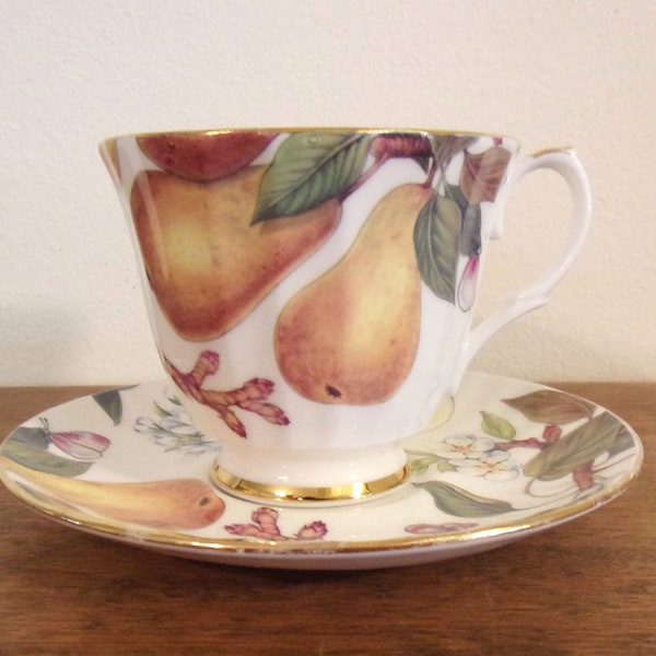 A Bone China Teacup and Saucer Duchess China Stoke-on-Trent  England  Fruit Peach Pattern