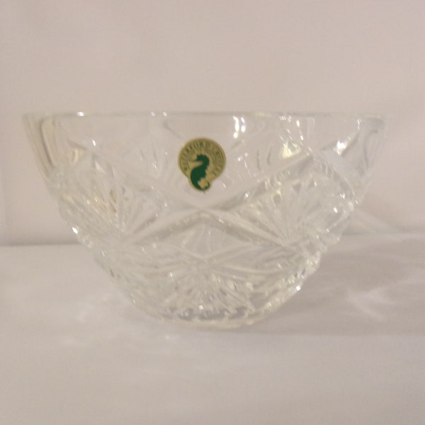 Large Waterford Crystal Cut Glass Bowl  Vase  4" x 7" Fan and Swag Decoration