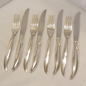 Set of Silverplate Four Knives and Four Forks - Rogers Bros.  Flair Pattern  6 3/4&quot; Long Elegant Plain Design