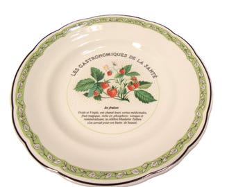 Gien La Ronde Des Fruits Salad Plates Set of 4 Vintage Made in