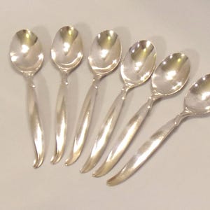 Set of Six Vintage Silverplate Teaspoons - Rogers Bros.  1956 Flair Pattern  6&quot; Long Elegant Plain Design  G22