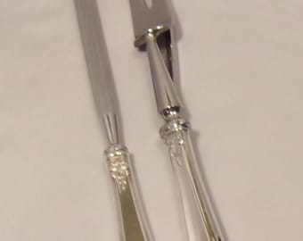 Tenedor y afilador de cuchillos para trinchar de plata vintage Eldan - Eldan Silverplate Nickel Prelude Japan ELD15