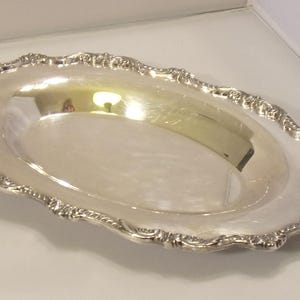 A Vintage Silverplate Oval Bread Tray by Poole Silversmiths Taunton Mass. - 12 3/4&quot; x 7 3/4&quot;  Old English Pattern