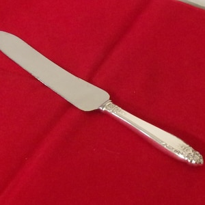 Vintage Cake Knife Silverplate Solid Handle  Glossy Nickel Silver Eldan Plate 11 1/2" long ELD15 Prelude Pattern DC4
