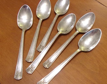 Six Holmes and Edwards Silverplate Teaspoons  Century Pattern 6"  Super Plate Inlaid