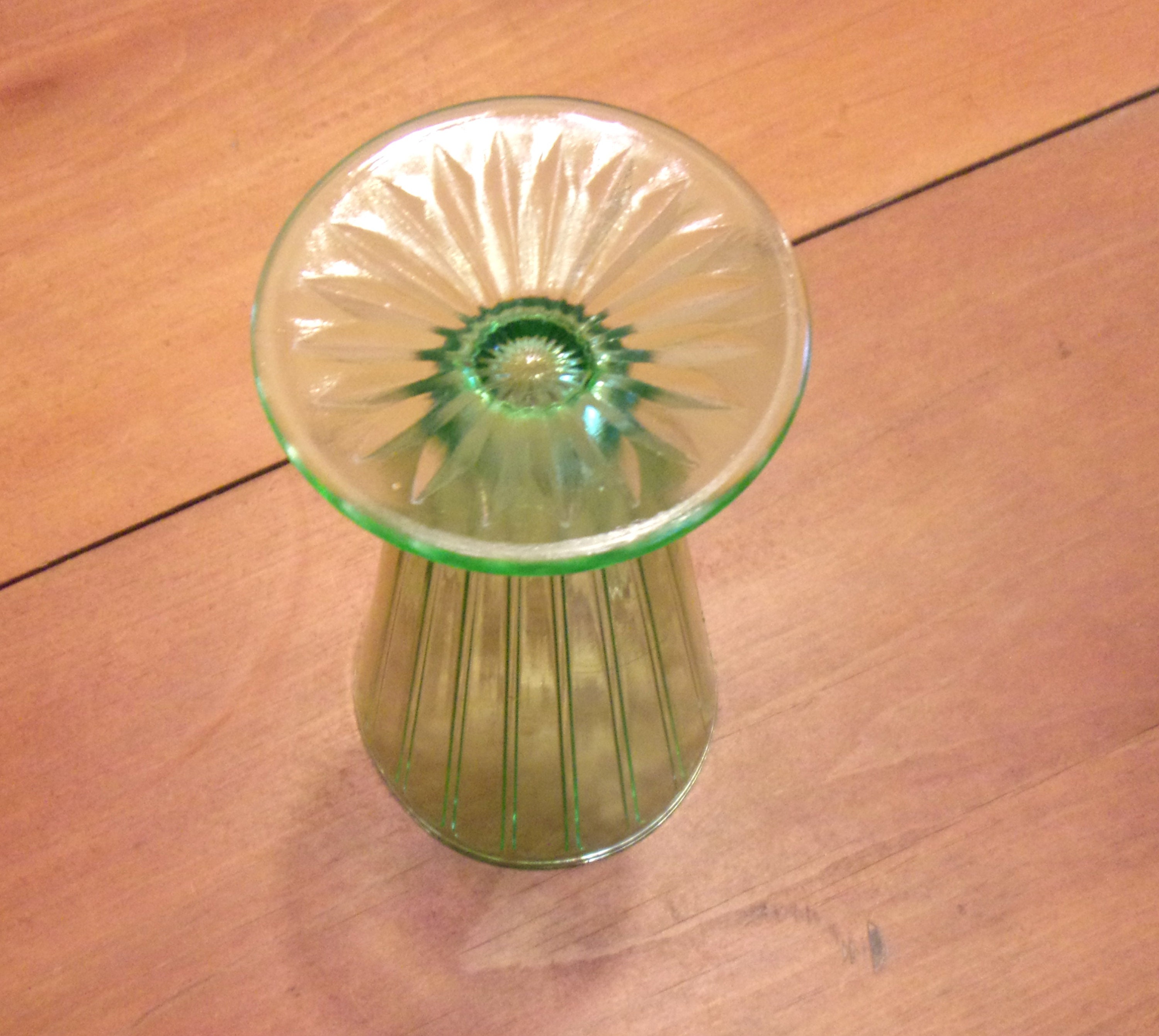 A Tall Vintage Green Pressed Glass Parfait Goblet Glass Fluted Etsy