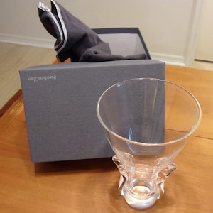 Vintage Steuben Crystal Glass Lyre Vase  7 3/4&quot; Tall  Etched Steuben