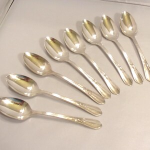 Vintage Set Eight 8 Silverplate Teaspoons - Simeon L & George H Rogers Oneida Ltd.  TP3