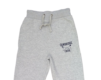 Cambridge Crew (R) authentic embroidered sweatpants unisex y2k style with open ankle and pockets grey colour soft feel