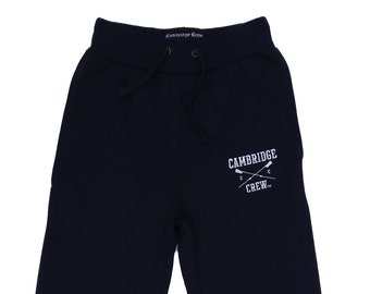 Cambridge Crew (R) authentic embroidered sweatpants unisex y2k style with open ankle and pockets navy colour soft feel