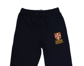 Cambridge University (R) authentic embroidered sweatpants unisex y2k style with open ankle and pockets navy colour soft feel