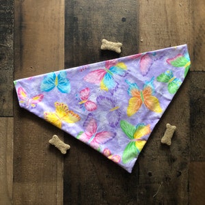 Butterfly| Purple Sparkle|Dog Bandana|Cat Bandana| Custom| Puppy Bandana| Pet Accessories| Over The Collar| Snap On| Dog Mom Gift| Cotton