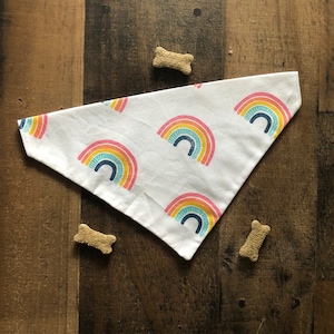 Regenbogen Hundehalstuch, Katzenhalstuch, Über den Kragen Bandana, Sommer Haustier Accessoire, Slip On, über den Kragen, personalisiert mit Namen, Haustier Geschenk