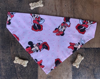 Minnie Mouse Pet Bandana, Over The Collar, Personalized Dog Cat Bandana