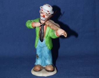 Vintage Goebel Porcelain Circus Clown Playing Violin Figurine Germany 
