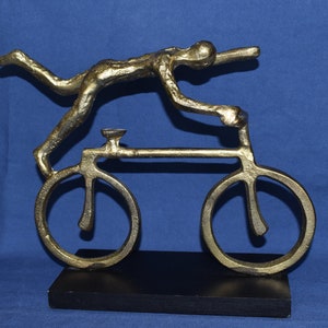 Metal Art Bicycle Stunt Rider, Abstract Rustic Decor. Bronze color  Unknown Maker