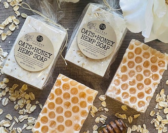 Hemp Honey Oat Soap, Handmade Soothing Soap (3.5 Oz)