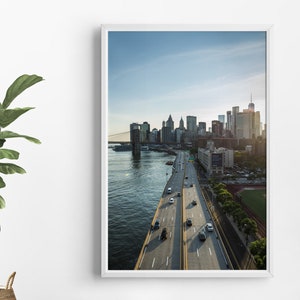 Brooklyn Bridge NYC, New York Skyline Print, New York Architecture Photography, Lower Manhattan, Modern Architecture Wall Art Printable