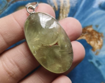 Prehnite Pendant In 925 Sterling Silver, Handmade Pendant, Gemstone Pendant, Prehnite Jewelry, Everyday Pendant, Silver Pendant Necklace