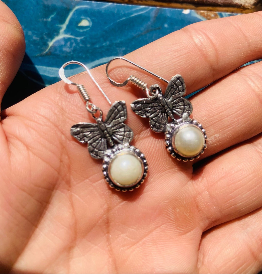 Freshwater Pearl Drop Earrings in 925 Sterling Silver, Pearl Earrings