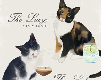Custom Wedding Signs - Signature Drink with Pet Portrait