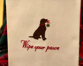 Wipe your paws Black Lab guest towel