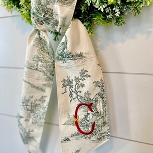 Personalized Green Chinoiserie Wreath Sash for Front Door - Etsy