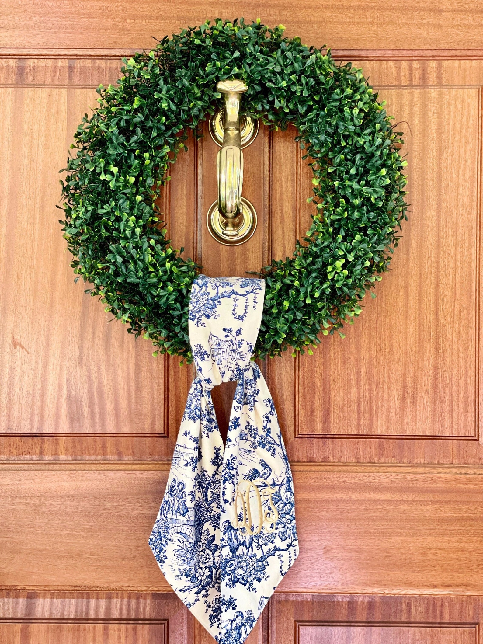 Personalized Chinoiserie Wreath Sash for Front Door Custom Etsy