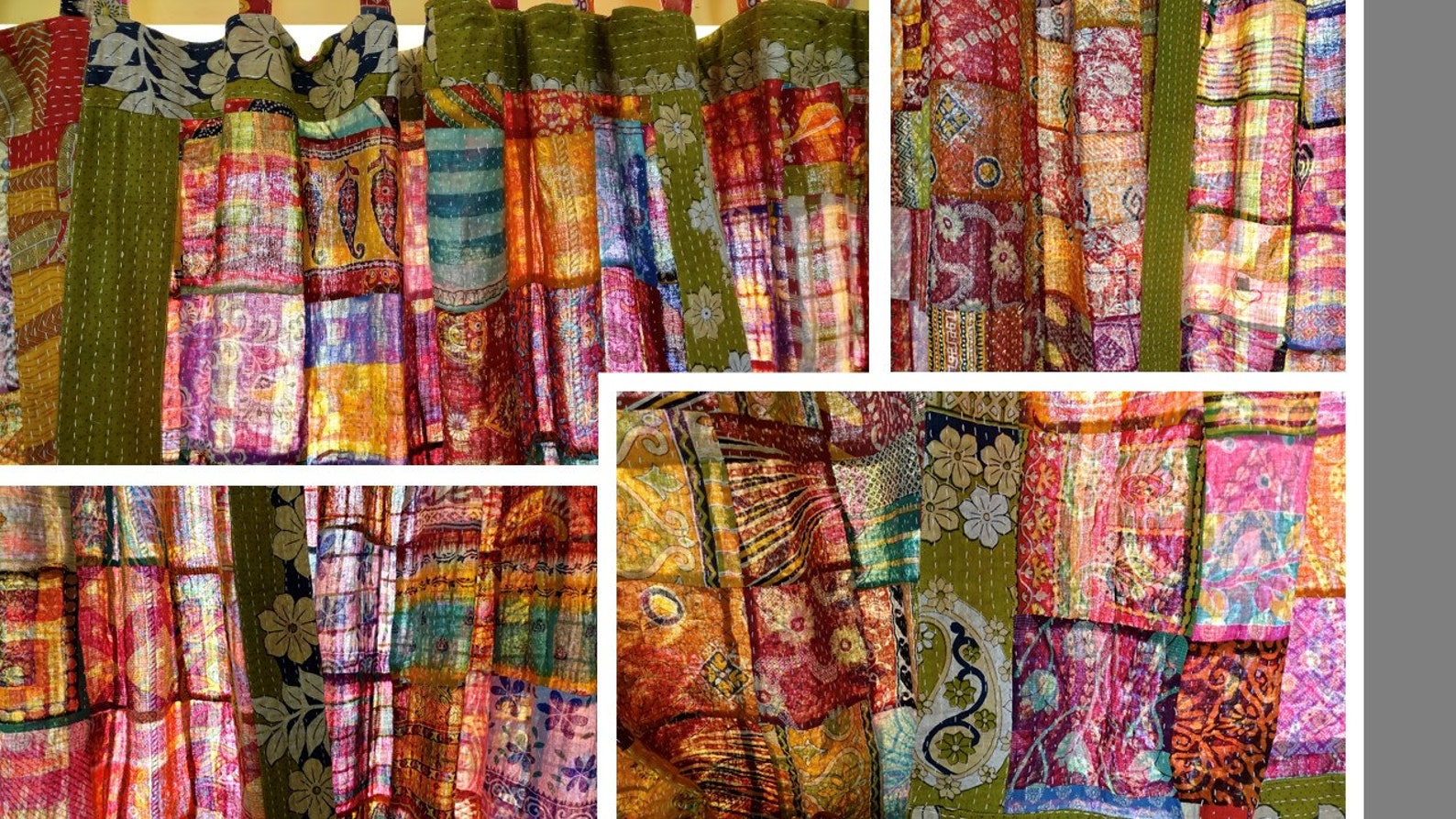 Patchwork 60 Inch Drop Curtains Vintage Indian Cotton Etsy