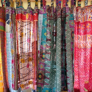 Vintage Kantha Curtains 60 Drop, Recycled Cotton Upcycled Eclectic Home ...