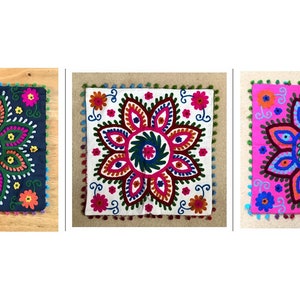 Suzani cushion covers, cotton floral hand embroidered, traditional bohemian colourful eco-friendly eclectic home décor cushion covers image 3