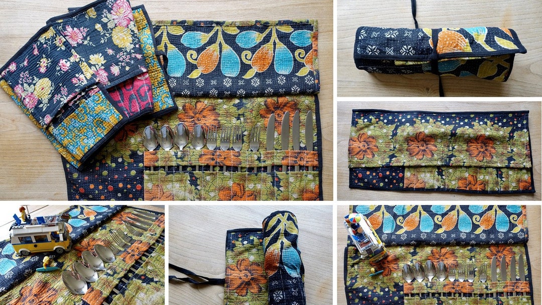 Upcycled Cutlery Wrap Vintage Handmade Item Cotton Kantha Etsy