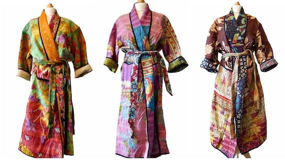 Vintage Dressing Gown Upcycled vintage kantha bath robe | Etsy