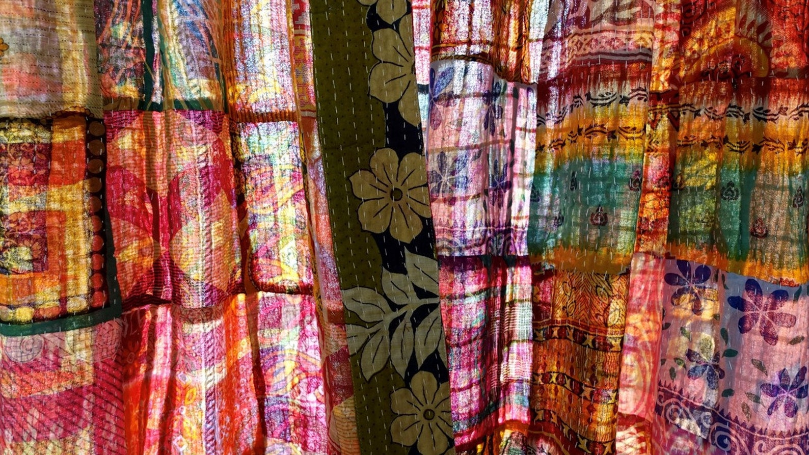 Patchwork 60 Inch Drop Curtains Vintage Indian Cotton Etsy