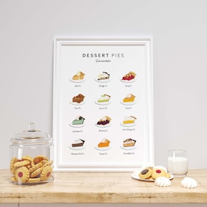 Dessert Pies Print, Pie Art, Kitchen Art and Print, House Parapetówka, Digital Download Wall Art