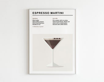 Espresso Martini Graphic Cocktail Print, Espresso Martini Poster, Cocktail Art, Bar Art, Print, House Warming, Digital Download Wall Art