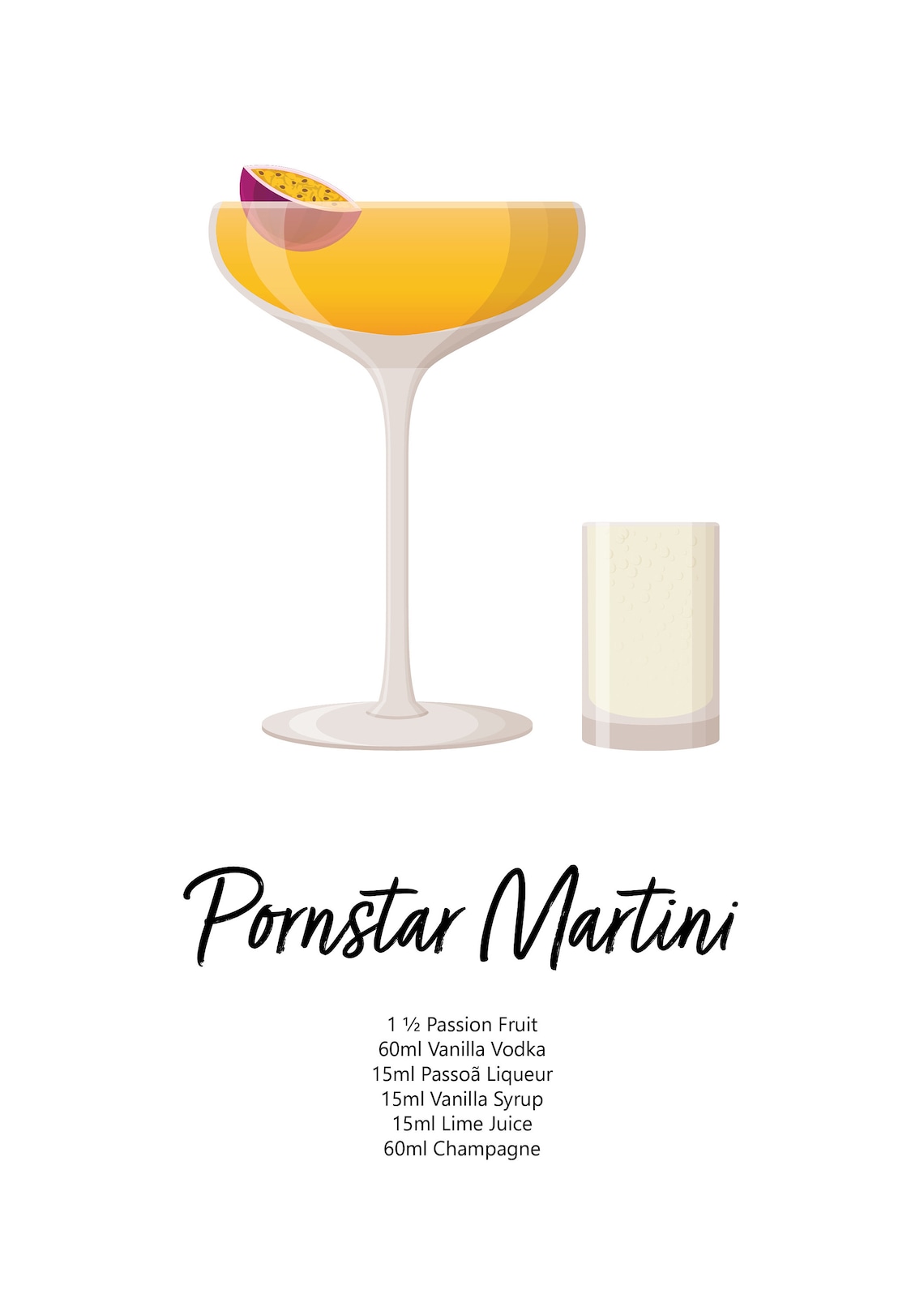 Pornstar Martini Cocktail Print Pornstar Martini Poster Etsy UK