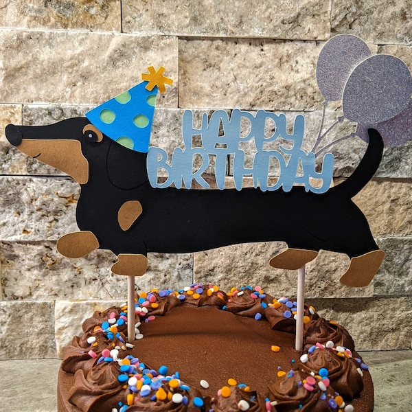 Dachshund Cake Topper, Dachshund Birthday, Dachshund Party, Weiner Dog Cake Topper, Weiner Dog Party, Dog Party, Dog Birthday Party