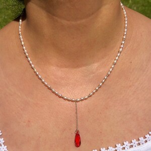Pearl Necklace with a Cubic Zirconia Pendant