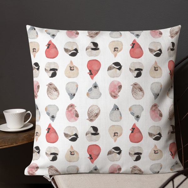 Backyard Bird, Birb, Borb Premium Throw Pillow designed from my Orb series of watercolors