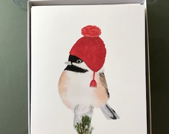 Little Chickadee In His Winter Hat Notecards, boxed set of 10 cards and envelopes