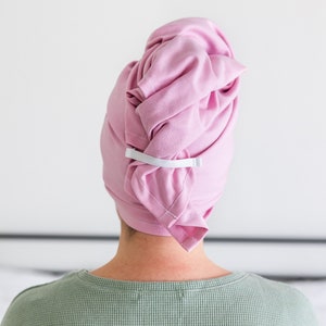 Hair Plopping Towel with Elastic Loop, Lightweight Cotton Blend Fabric, 26 x 40, T-Shirt Hair Towel for Healthy Curly Hair