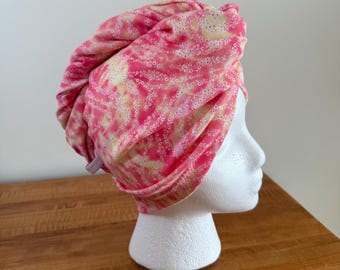 Cotton T-Shirt Hair Towel Gentle on Curls, Handmade in USA in Sparkling Lemonade