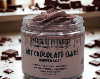 Jabón batido con remolino de chocolate caliente